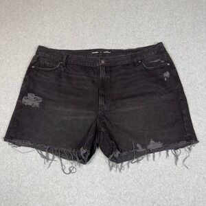 Old Navy High Rise Slouchy Straight Distressed Black Denim Shorts Size 26
